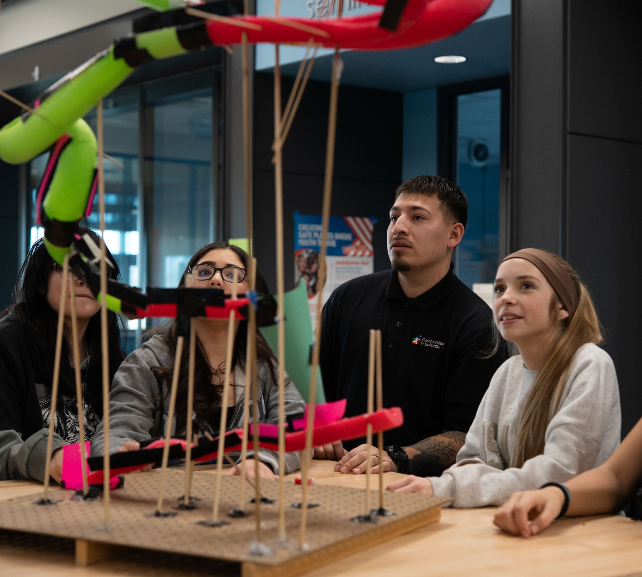 Volunteer working with CIS students