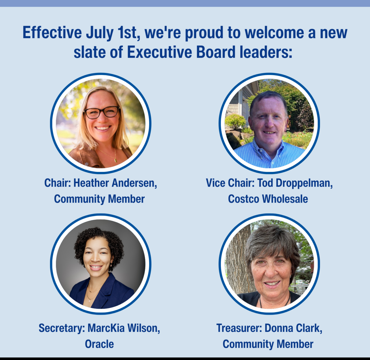 Effective July 1st, we're proud to welcome a new state of Executive Board leaders