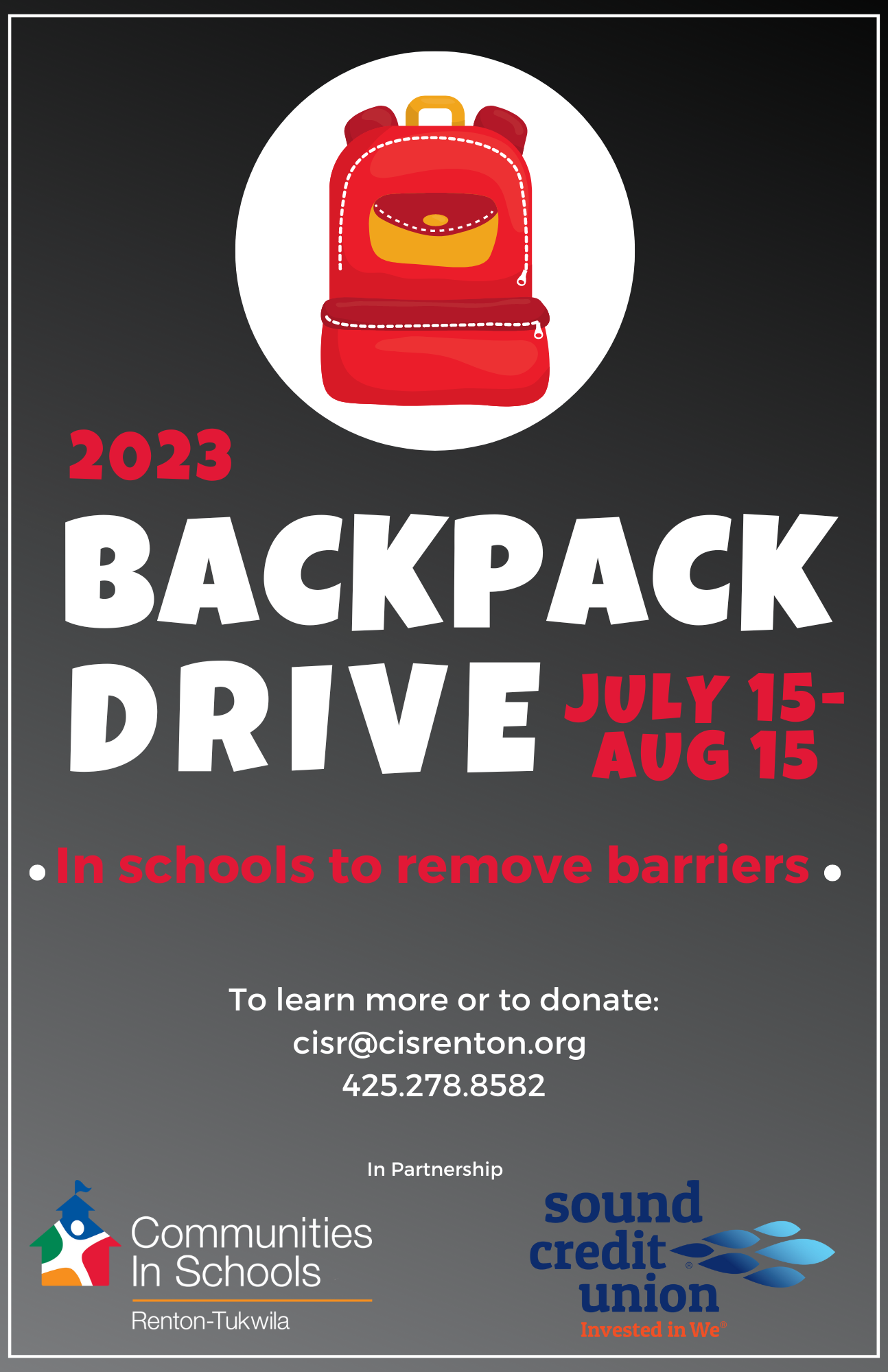 2023 Backpack Drive Communities In Schools of Greater King County