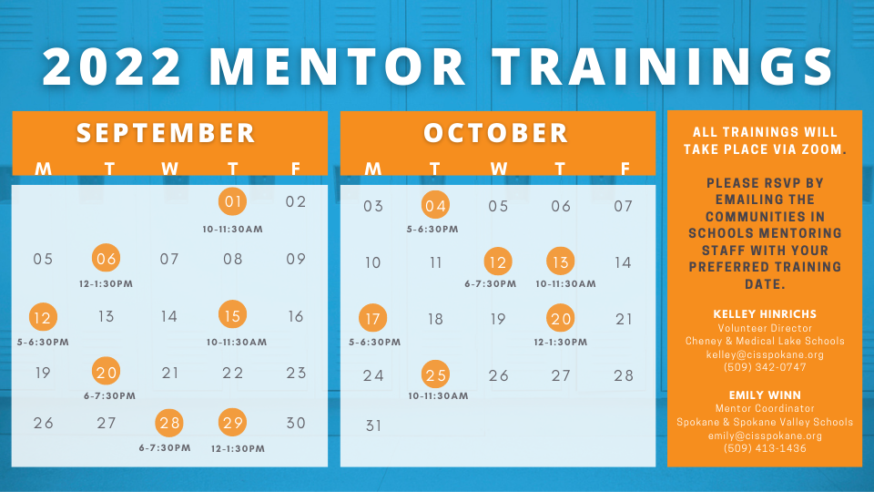 September-October 2022 Mentor Training Dates