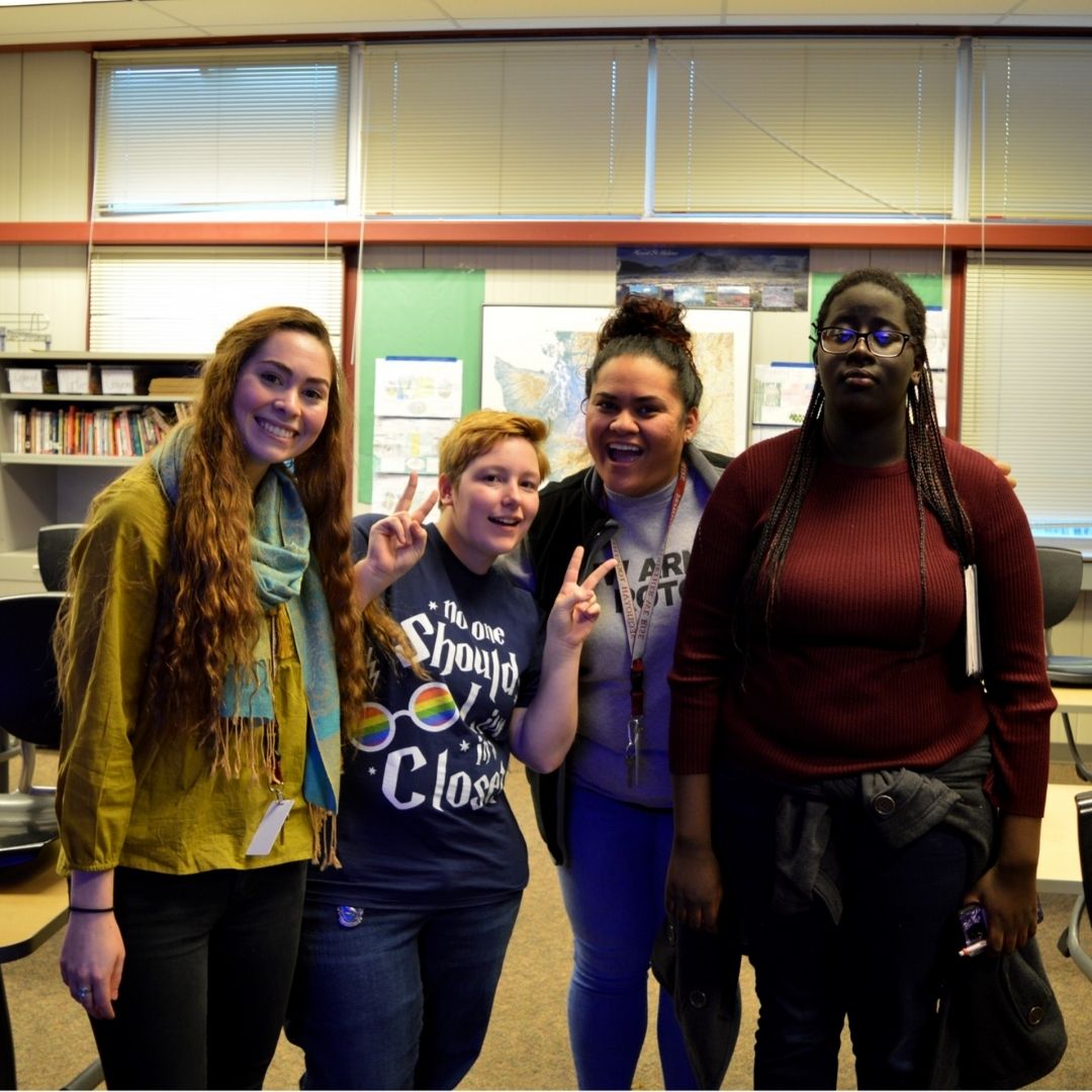 Makenna with students.