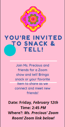Snack and tell flyer.