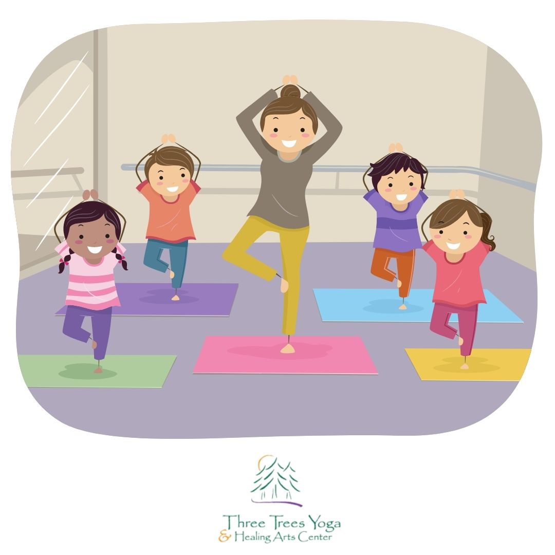 Yoga class cartoon. 