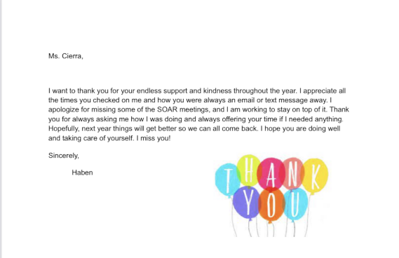 Letter from student. 