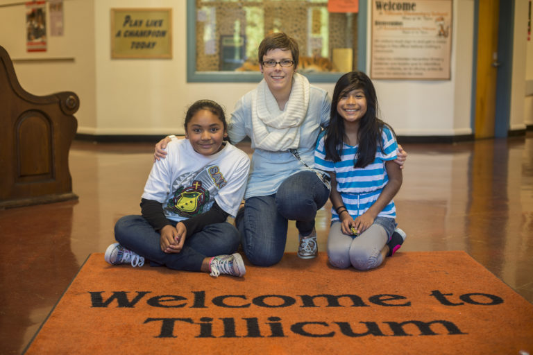 site coordinator with 2 students